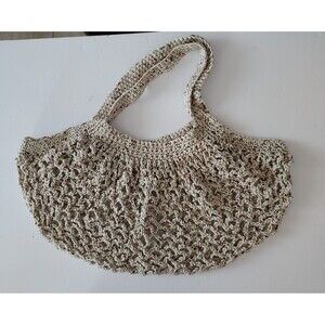 Handmade Crochet Brown Market Bag Reusable Mesh Boho 100% Cotton